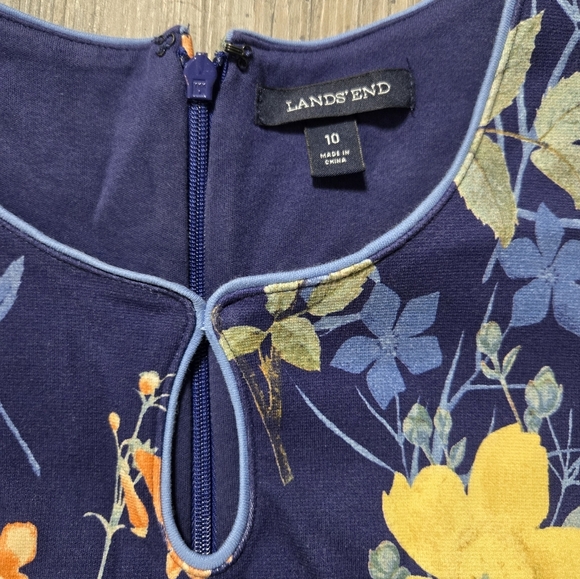 Lands' End womens sz 10 blue Botanical shift dress - Picture 4 of 11